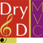 The Drybrook and district male voice choir logo, red purple and yellow blocks with the word Dry and initials DMVC